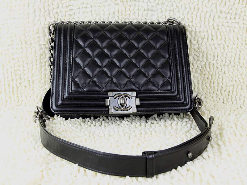 2012 New Arrival Chanel A67025 Le Boy Flap Shoulder Bag In Black Sheepskin Leather - Click Image to Close