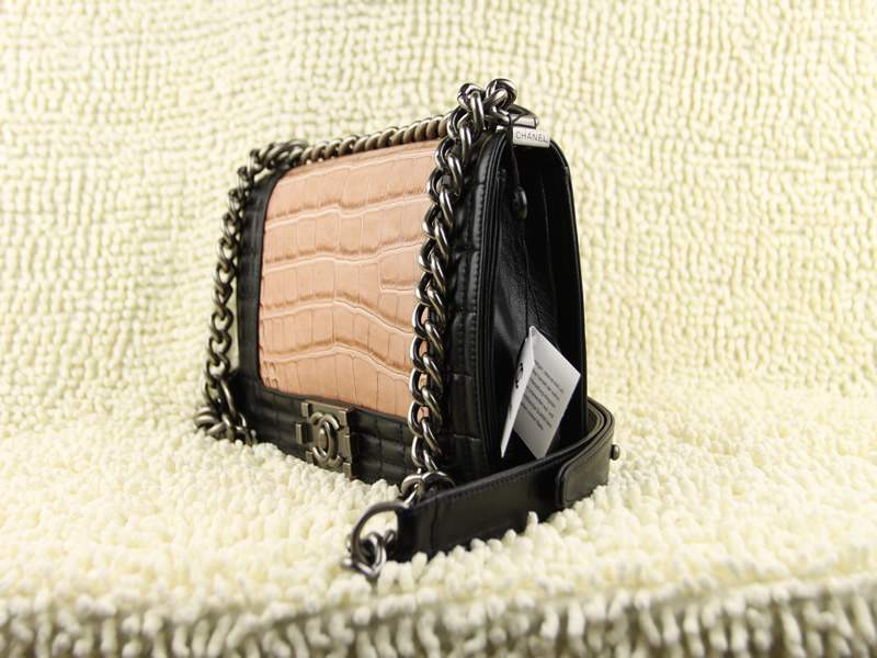 2012 New Arrival Chanel A67064 Apricot Croco Leather Le Boy Flap Shoulder Bag - Click Image to Close