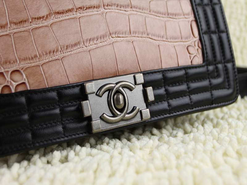 2012 New Arrival Chanel A67064 Apricot Croco Leather Le Boy Flap Shoulder Bag