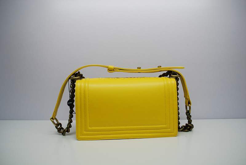 2012 New Arrival Chanel A30157 Lemon Yellow Calfskin mini Le Boy Flap Shoulder Bag Gold - Click Image to Close