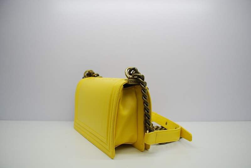 2012 New Arrival Chanel A30157 Lemon Yellow Calfskin mini Le Boy Flap Shoulder Bag Gold - Click Image to Close