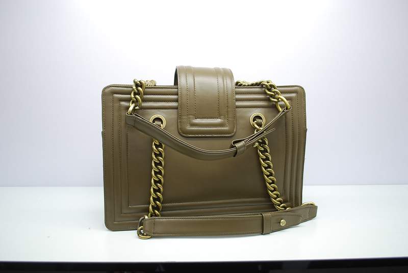 2012 New Arrival Chanel 30161 Khaki Calfskin Medium Le Boy Shoulder Bag Bronze - Click Image to Close