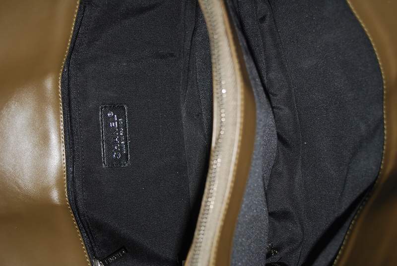 2012 New Arrival Chanel 30161 Khaki Calfskin Medium Le Boy Shoulder Bag Silver - Click Image to Close
