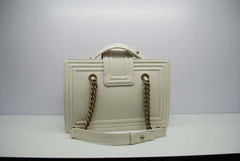 2012 New Arrival Chanel 30161 offwhite Calfskin Medium Le Boy Shoulder Bag Gold - Click Image to Close