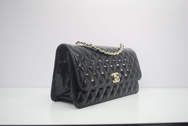 2012 New Arrival Chanel Patent Leather Flap Bag A30162 Black with Gold Hardware