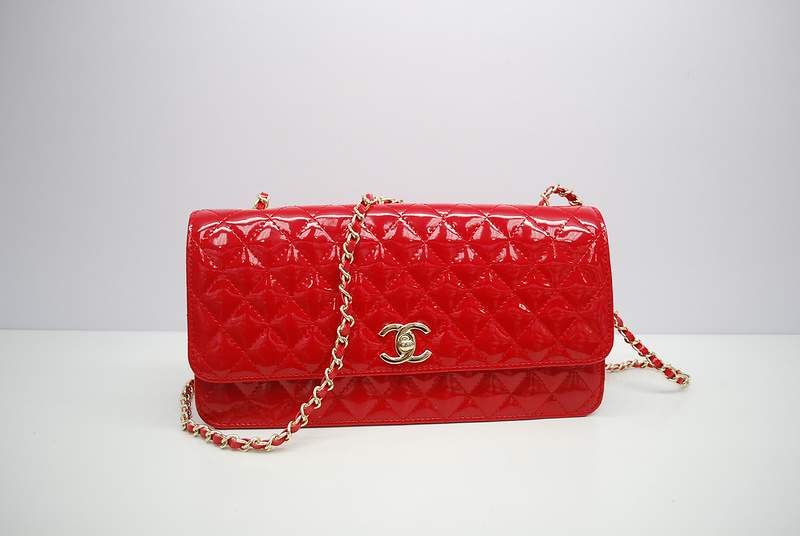2012 New Arrival Chanel Patent Leather Flap Bag A30162 Red with Gold Hardware