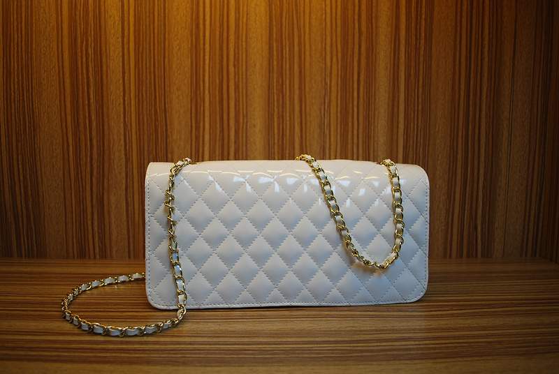 2012 New Arrival Chanel Patent Leather Flap Bag A30162 White with Gold Hardware - Click Image to Close