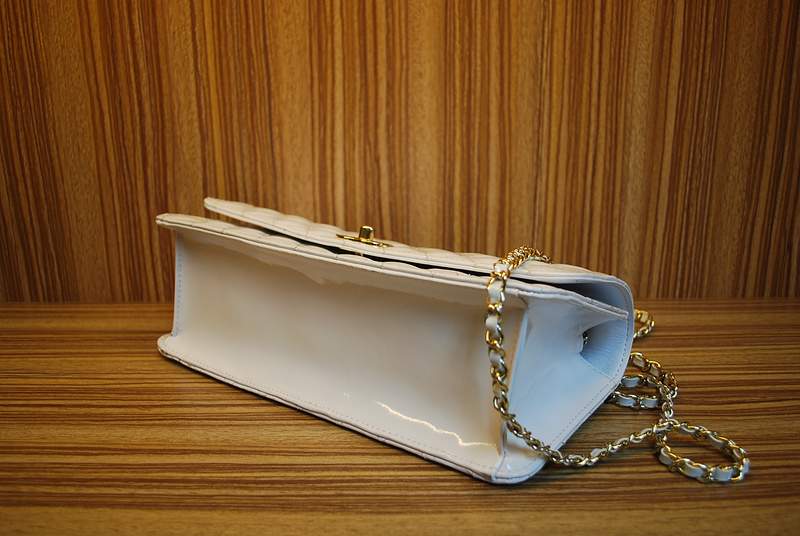 2012 New Arrival Chanel Patent Leather Flap Bag A30162 White with Gold Hardware