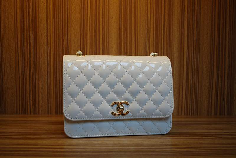 2012 New Arrival Chanel Spring Summer 2012 Patent Medium Shoulder Bag A30163 White - Click Image to Close