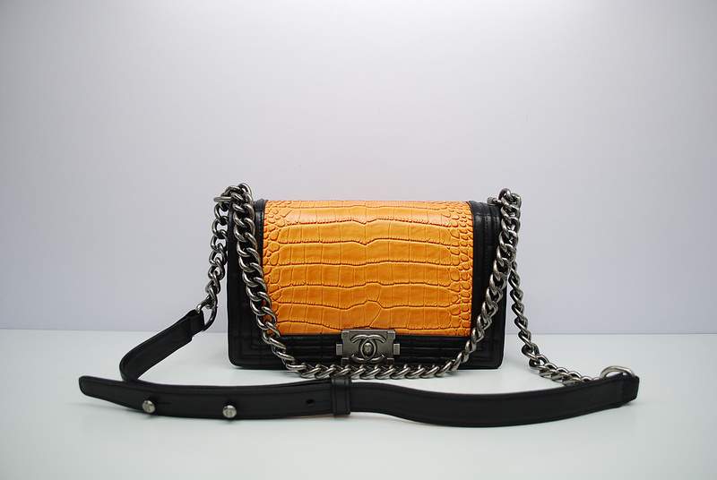 2012 New Arrival Chanel A30167 Orange Crocodile Leather Le Boy Flap Shoulder Bag - Click Image to Close