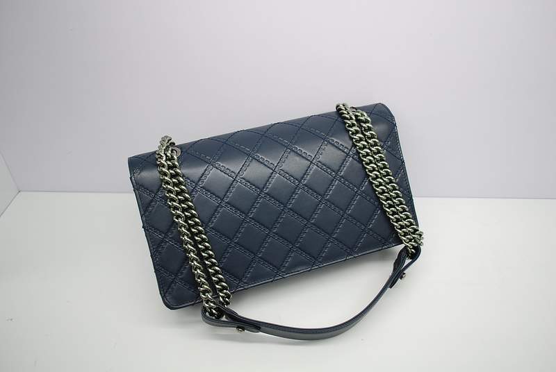 2012 New Arrival Chanel A30169 Classic Calfskin Flap Bag Silver Hardware - Blue