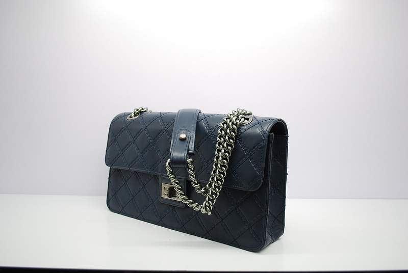 2012 New Arrival Chanel A30169 Classic Calfskin Flap Bag Silver Hardware - Blue - Click Image to Close