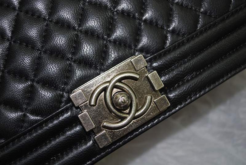 2012 New Arrival Chanel Boy Flap Shoulder Bag A30171 Black Lambskin Leather - Click Image to Close