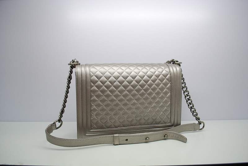 2012 New Arrival Chanel Boy Flap Shoulder Bag A30171 Silver Lambskin Leather - Click Image to Close