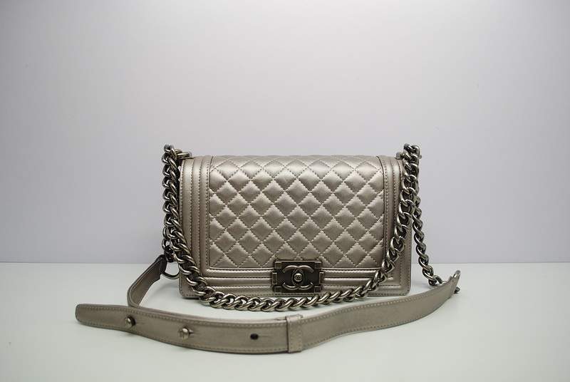 2012 New Arrival Chanel Boy Flap Shoulder Bag A30172 Silver Sheepskin Leather