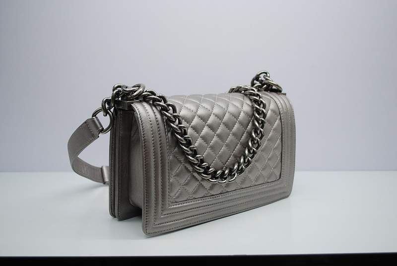 2012 New Arrival Chanel Boy Flap Shoulder Bag A30172 Silver Sheepskin Leather - Click Image to Close
