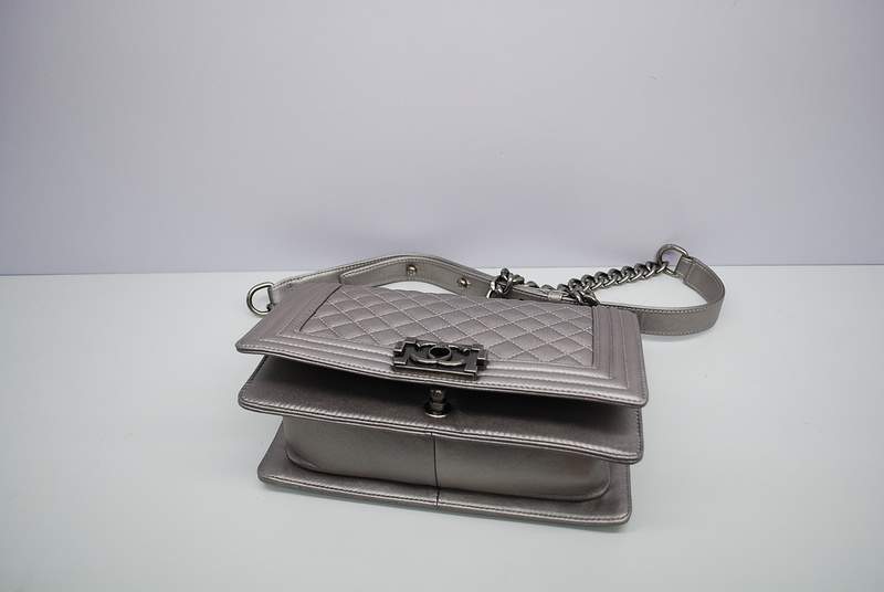 2012 New Arrival Chanel Boy Flap Shoulder Bag A30172 Silver Sheepskin Leather - Click Image to Close