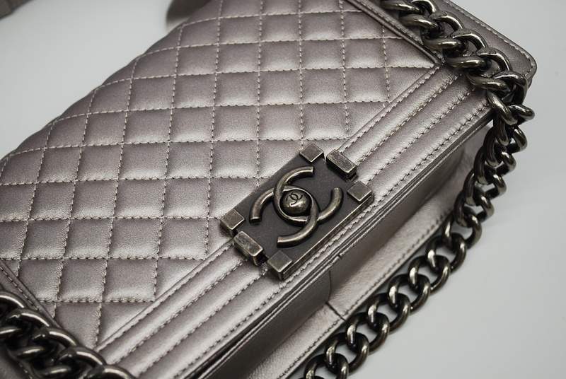 2012 New Arrival Chanel Boy Flap Shoulder Bag A30172 Silver Sheepskin Leather