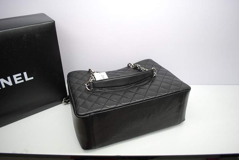 New Arrival Chanel GST Caviar Leather Coco Bag A36092 Black with Silver Hardware - Click Image to Close