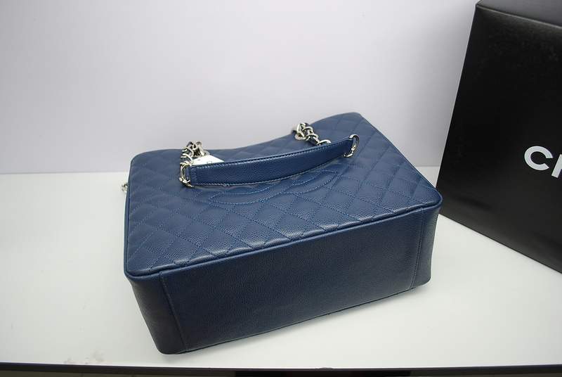 New Arrival Chanel GST Caviar Leather Coco Bag A36092 Blue with Silver Hardware - Click Image to Close