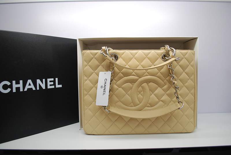 New Arrival Chanel GST Caviar Leather Coco Bag A36092 Cream with Silver Hardware