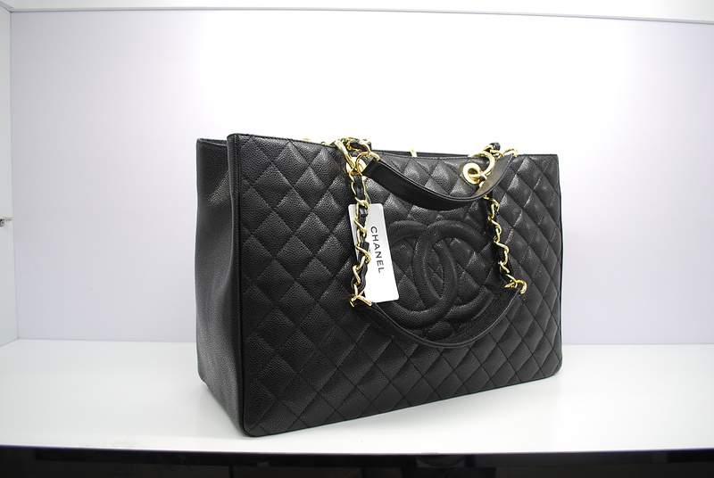 2012 New Arrival Chanel A37001 GST Black Caviar Leather Large Coco Shopper Bag with Gold Hardware