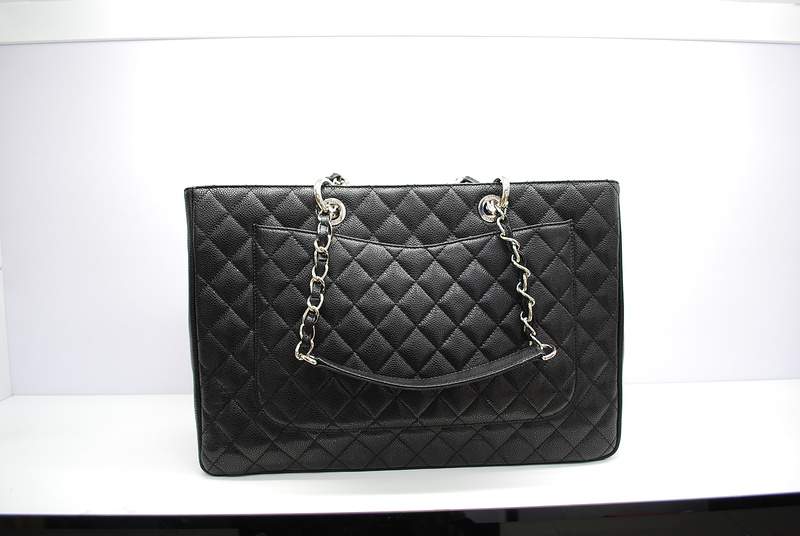 2012 New Arrival Chanel A37001 GST Black Caviar Leather Large Coco Shopper Bag with Silver Hardware - Click Image to Close