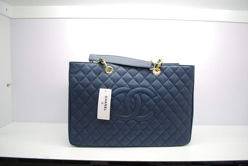 2012 New Arrival Chanel A37001 GST Dark Blue Caviar Leather Large Coco Shopper Bag with Gold Hardware - Click Image to Close