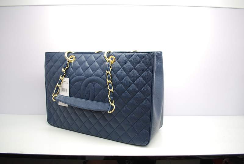 2012 New Arrival Chanel A37001 GST Dark Blue Caviar Leather Large Coco Shopper Bag with Gold Hardware