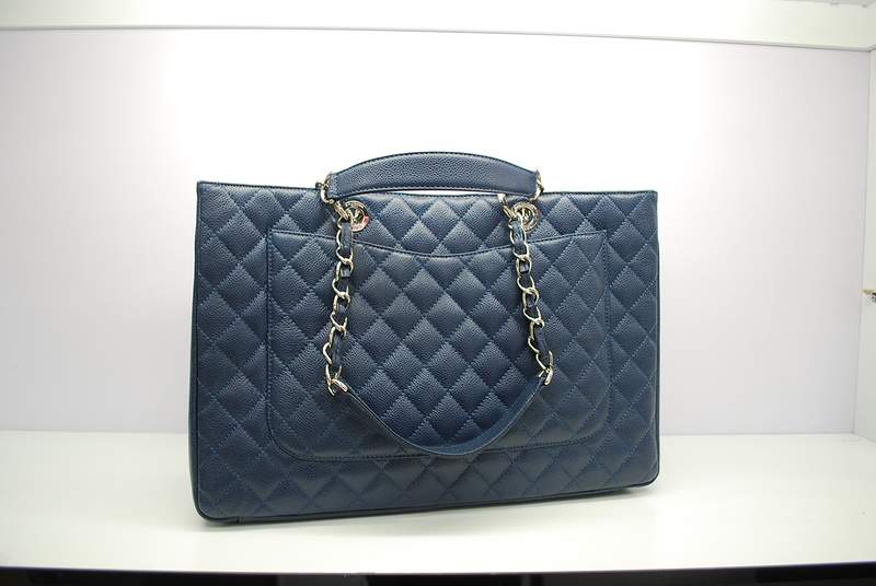2012 New Arrival Chanel A37001 GST Dark Blue Caviar Leather Large Coco Shopper Bag with Silver Hardware - Click Image to Close