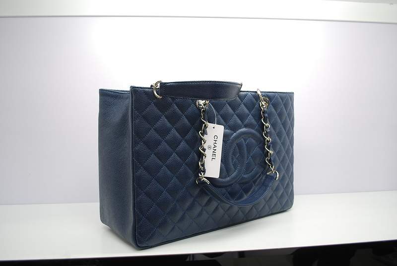 2012 New Arrival Chanel A37001 GST Dark Blue Caviar Leather Large Coco Shopper Bag with Silver Hardware