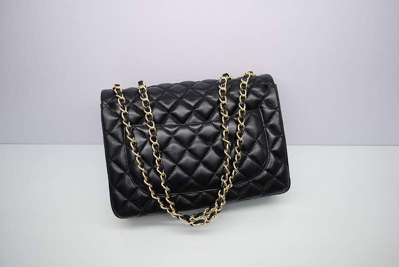 2012 New Arrival Chanel Jumbo Classic Quilted Flap Bag 58600 Black with Gold Hardware