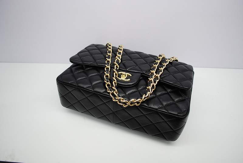2012 New Arrival Chanel Jumbo Classic Quilted Flap Bag 58600 Black with Gold Hardware - Click Image to Close
