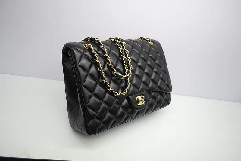 2012 New Arrival Chanel Classic Flap Bag Maxi 58601 Black with Gold Hardware