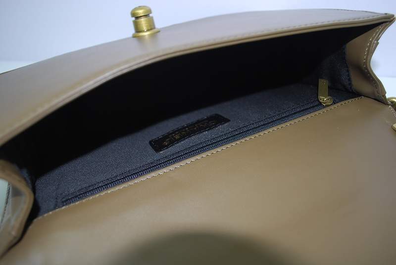 2012 New Arrival Chanel A30157 Khaki Calfskin mini Le Boy Flap Shoulder Bag Gold - Click Image to Close