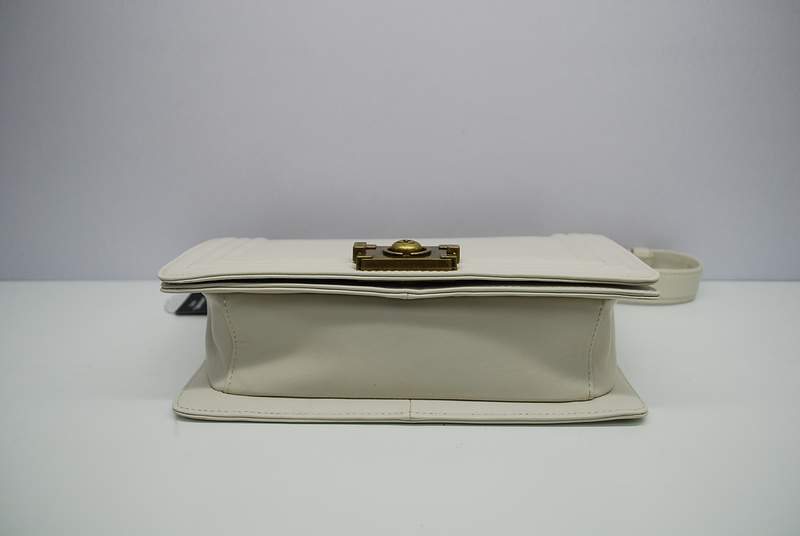 2012 New Arrival Chanel A30157 Offwhite Calfskin mini Le Boy Flap Shoulder Bag Gold - Click Image to Close