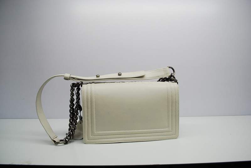 2012 New Arrival Chanel A30157 Offwhite Calfskin mini Le Boy Flap Shoulder Bag Silver