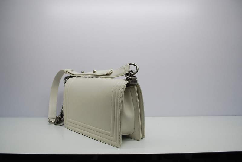 2012 New Arrival Chanel A30157 Offwhite Calfskin mini Le Boy Flap Shoulder Bag Silver - Click Image to Close