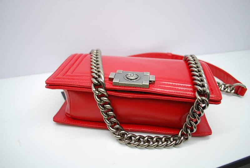 2012 New Arrival Chanel A30157 Red Calfskin mini Le Boy Flap Shoulder Bag Silver - Click Image to Close