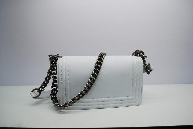 2012 New Arrival Chanel A30157 White Calfskin mini Le Boy Flap Shoulder Bag Silver