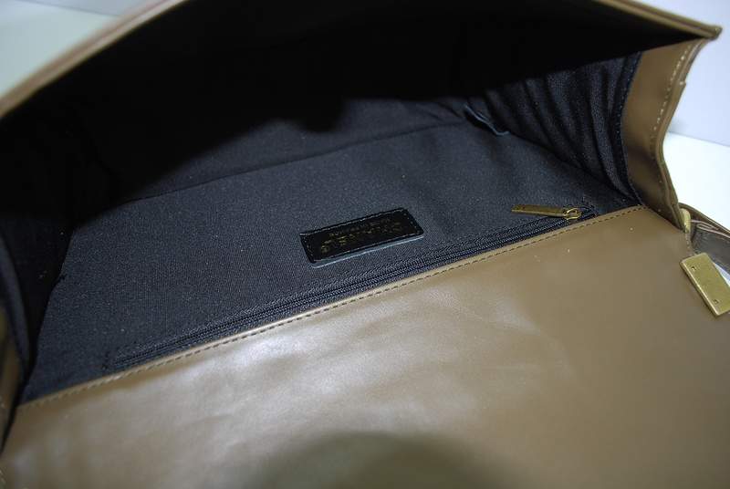 2012 New Arrival Chanel Calfskin Medium Le Boy Flap Shoulder Bag A30159 Khaki With Bronze Hardware - Click Image to Close