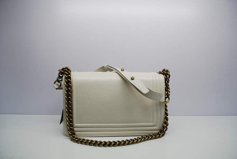 2012 New Arrival Chanel Calfskin Medium Le Boy Flap Shoulder Bag A30159 Offwhite With Bronze Hardware
