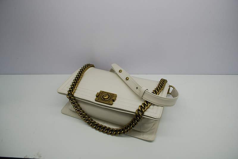 2012 New Arrival Chanel Calfskin Medium Le Boy Flap Shoulder Bag A30159 Offwhite With Bronze Hardware - Click Image to Close