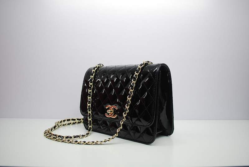 2012 New Arrival Chanel Spring Summer 2012 Patent Medium Shoulder Bag A30163 Black - Click Image to Close