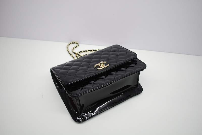 2012 New Arrival Chanel Spring Summer 2012 Patent Medium Shoulder Bag A30163 Black - Click Image to Close
