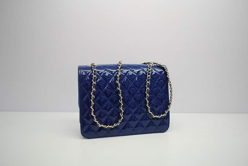 2012 New Arrival Chanel Spring Summer 2012 Patent Medium Shoulder Bag A30163 Blue - Click Image to Close
