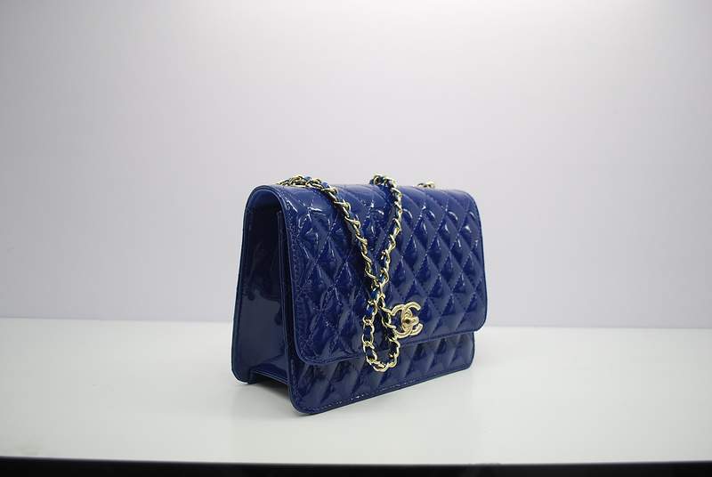 2012 New Arrival Chanel Spring Summer 2012 Patent Medium Shoulder Bag A30163 Blue