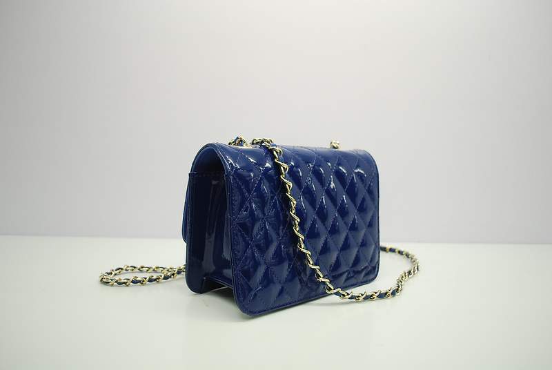 2012 New Arrival Chanel Spring Summer 2012 Patent mini Shoulder Bag A30164 Blue - Click Image to Close
