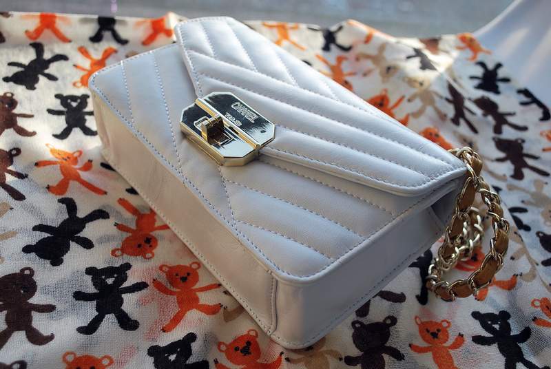 2012 New Arrival Chanel A30150 Gabrielle mini Shoulder Bag White Sheepskin Leather - Click Image to Close