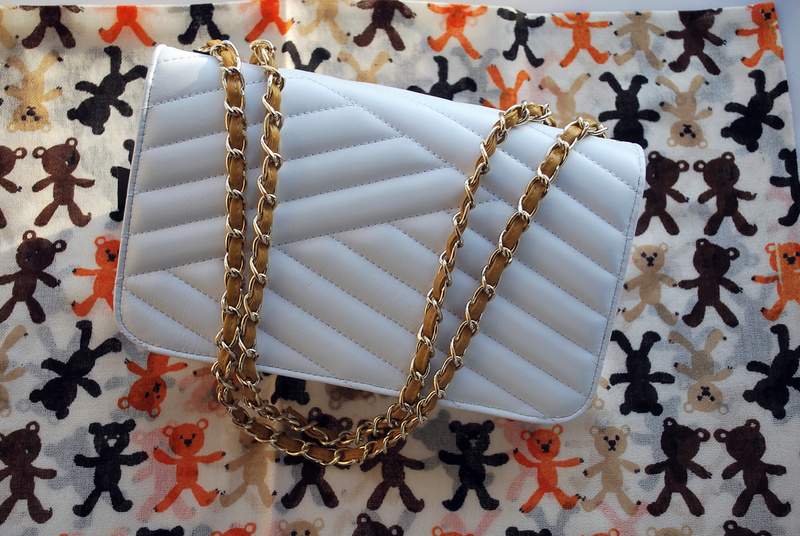 2012 New Arrival Chanel A30151 Gabrielle Medium Shoulder Bag White Sheepskin Leather - Click Image to Close
